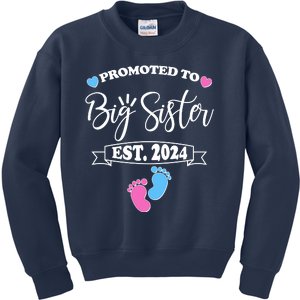 Cute Promoted To Big Sister Est 2024 Kids Sweatshirt