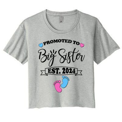 Cute Promoted To Big Sister Est 2024 Women's Crop Top Tee