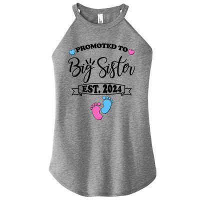 Cute Promoted To Big Sister Est 2024 Women's Perfect Tri Rocker Tank