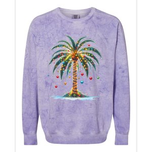 Christmas Palm Tree Print Colorblast Crewneck Sweatshirt