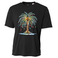 Christmas Palm Tree Print Cooling Performance Crew T-Shirt