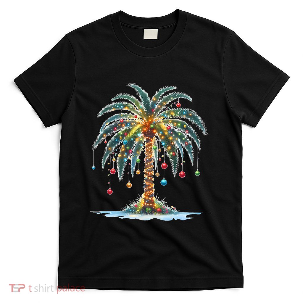 Christmas Palm Tree Print T-Shirt
