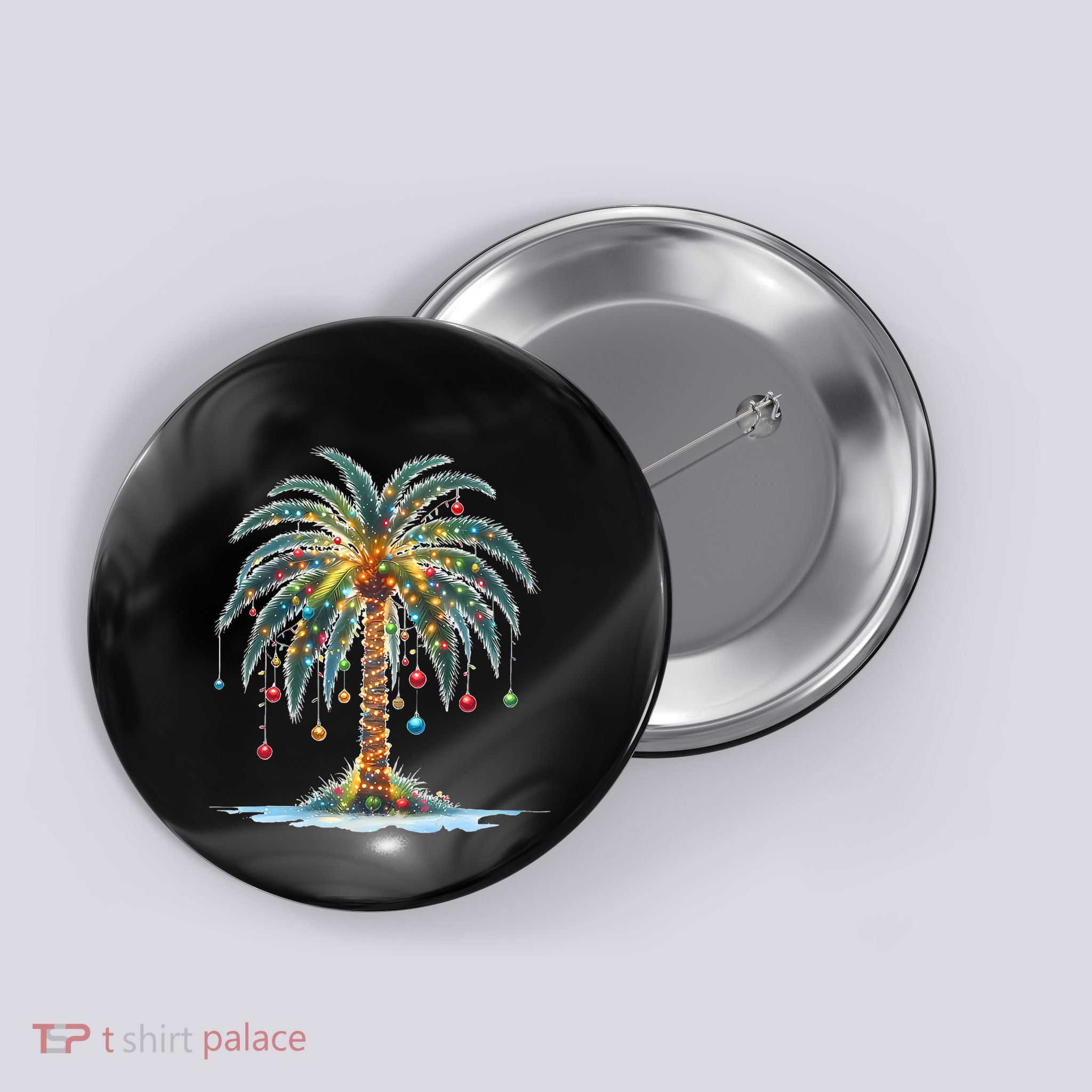 Christmas Palm Tree Print Button