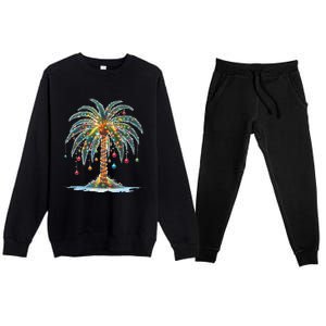 Christmas Palm Tree Print Premium Crewneck Sweatsuit Set