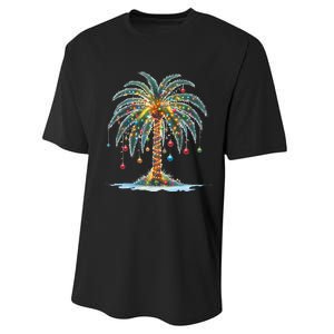 Christmas Palm Tree Print Performance Sprint T-Shirt