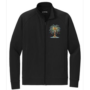 Christmas Palm Tree Print Stretch Full-Zip Cadet Jacket