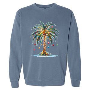 Christmas Palm Tree Print Garment-Dyed Sweatshirt