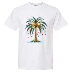 Christmas Palm Tree Print Garment-Dyed Heavyweight T-Shirt