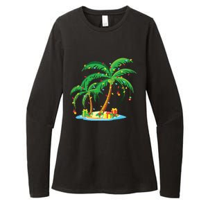 Christmas Palm Tree Tropical Xmas Gift Coconut Lights Pajama Womens CVC Long Sleeve Shirt