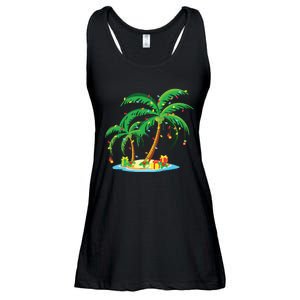 Christmas Palm Tree Tropical Xmas Gift Coconut Lights Pajama Ladies Essential Flowy Tank