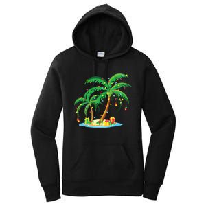 Christmas Palm Tree Tropical Xmas Gift Coconut Lights Pajama Women's Pullover Hoodie