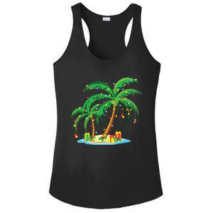 Christmas Palm Tree Tropical Xmas Gift Coconut Lights Pajama Ladies PosiCharge Competitor Racerback Tank