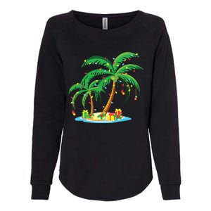 Christmas Palm Tree Tropical Xmas Gift Coconut Lights Pajama Womens California Wash Sweatshirt