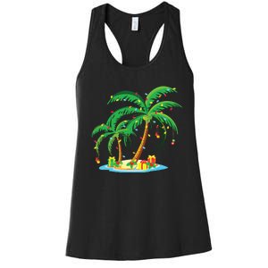 Christmas Palm Tree Tropical Xmas Gift Coconut Lights Pajama Women's Racerback Tank