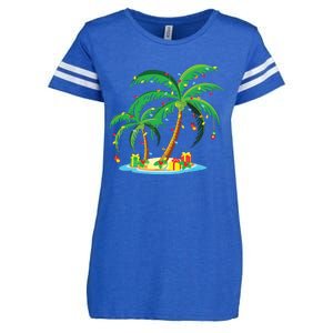 Christmas Palm Tree Tropical Xmas Gift Coconut Lights Pajama Enza Ladies Jersey Football T-Shirt