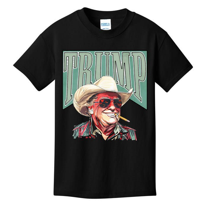 Cowboy President Trump 2024 Election Take America Back Funny Kids T-Shirt