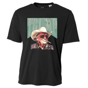 Cowboy President Trump 2024 Election Take America Back Funny Cooling Performance Crew T-Shirt