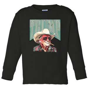 Cowboy President Trump 2024 Election Take America Back Funny Toddler Long Sleeve Shirt