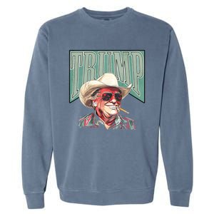 Cowboy President Trump 2024 Election Take America Back Funny Garment-Dyed Sweatshirt