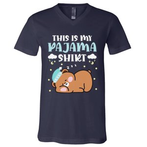 Cute Pj Teen Pjs Funny Bear Pjs This Is My Pajama V-Neck T-Shirt