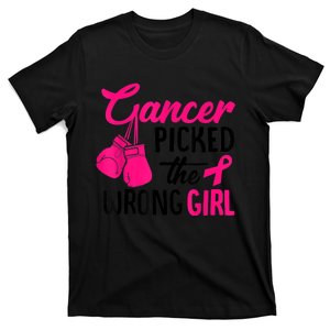 Cancer Picked The Wrong Girl Breast Cancer Awareness  T-Shirt