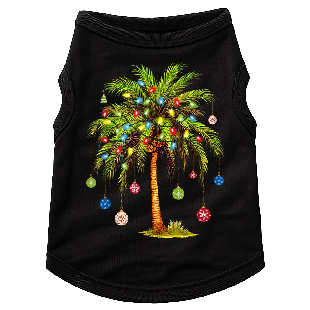 Christmas Palm Tree Light Hawaiian Tropical Xmas Doggie Tank