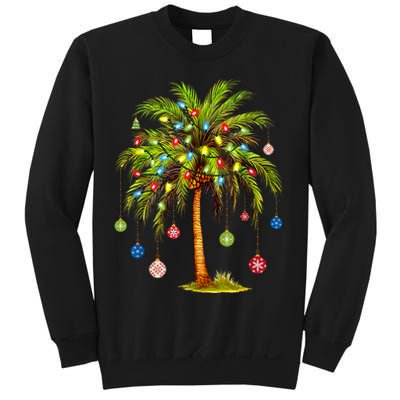 Christmas Palm Tree Light Hawaiian Tropical Xmas Sweatshirt