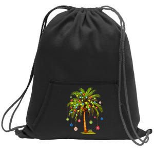 Christmas Palm Tree Light Hawaiian Tropical Xmas Sweatshirt Cinch Pack Bag