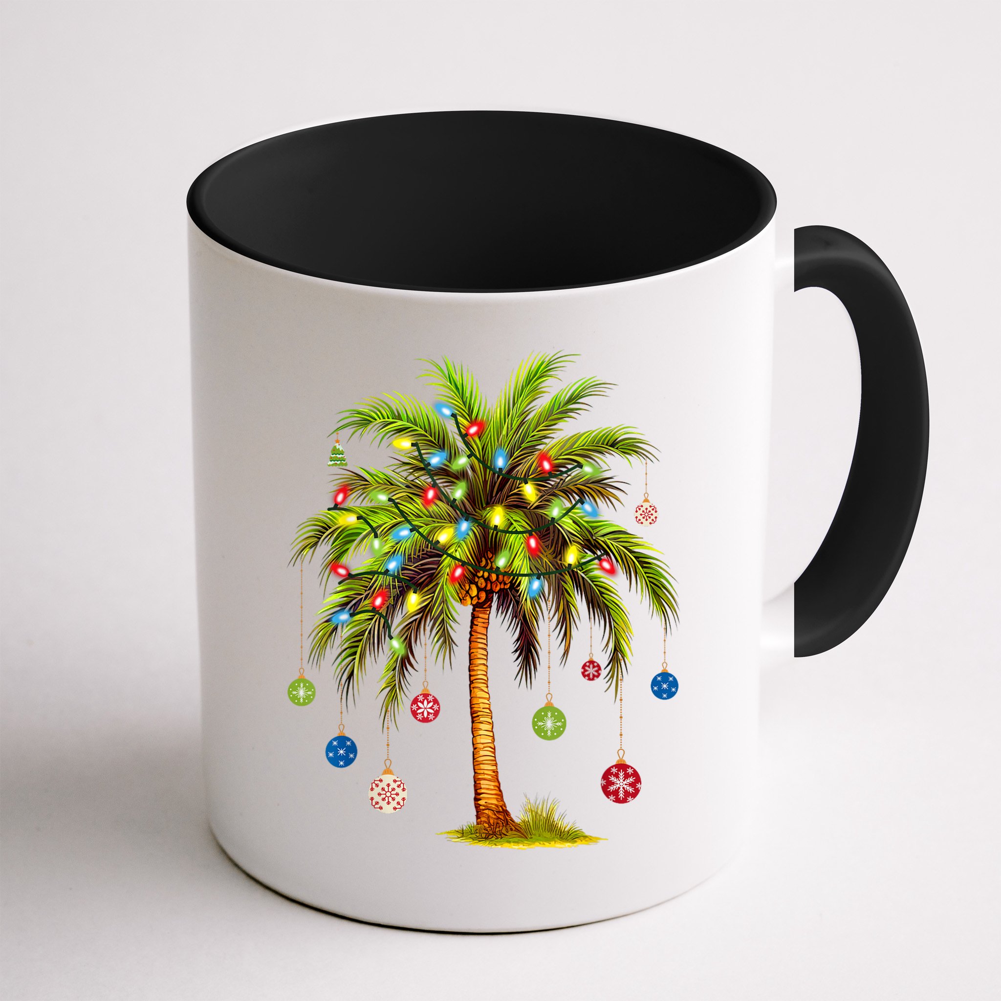 Christmas Palm Tree Light Hawaiian Tropical Xmas Mug