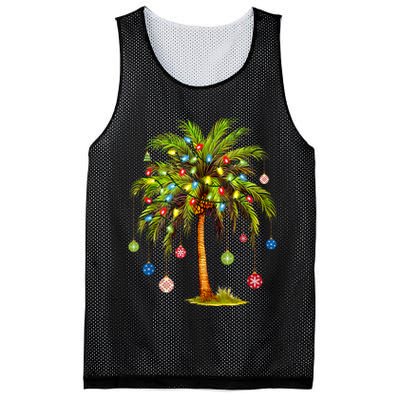 Christmas Palm Tree Light Hawaiian Tropical Xmas Mesh Reversible Basketball Jersey Tank