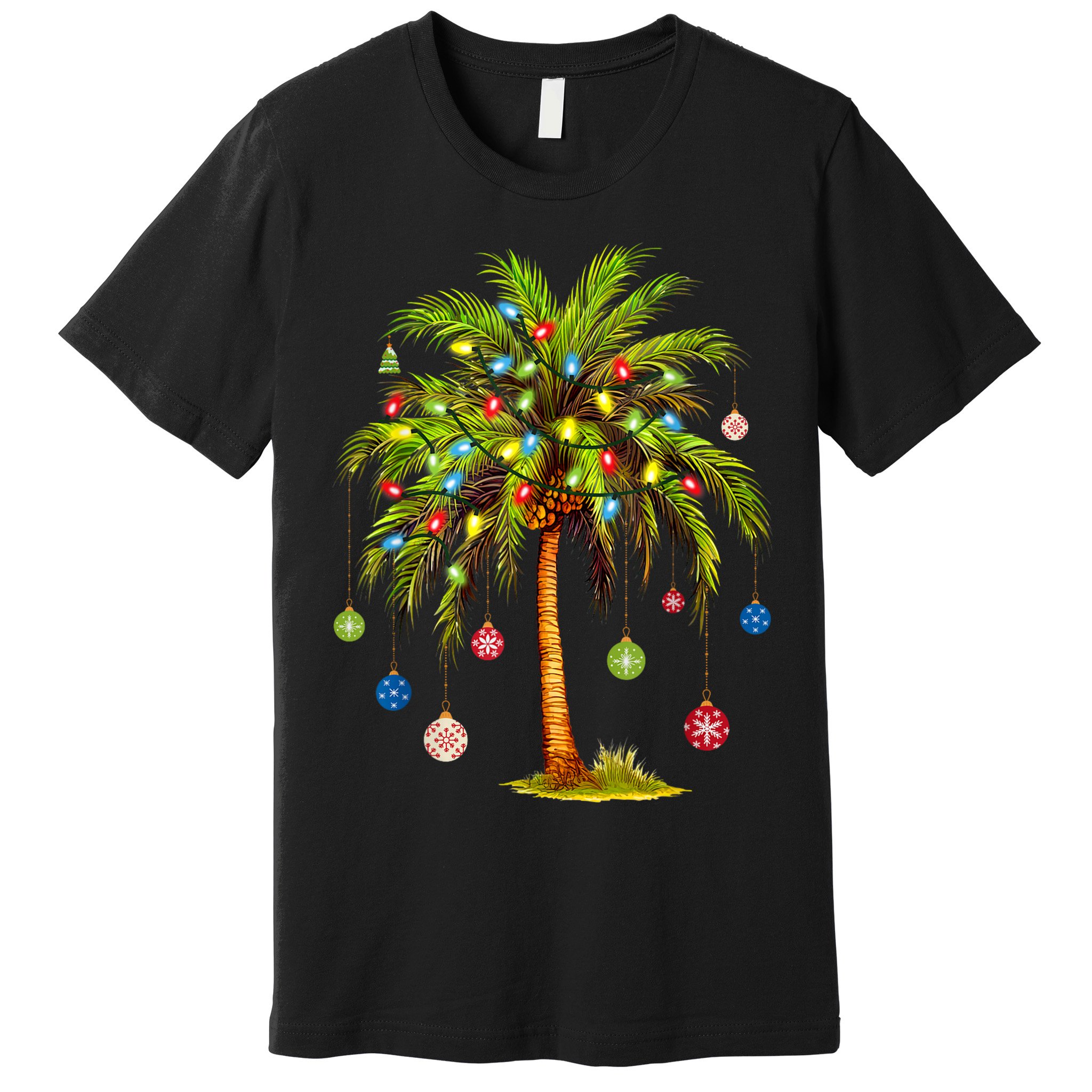 Christmas Palm Tree Light Hawaiian Tropical Xmas Premium T-Shirt