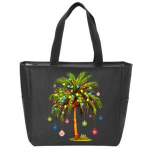 Christmas Palm Tree Light Hawaiian Tropical Xmas Zip Tote Bag