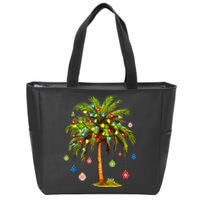 Christmas Palm Tree Light Hawaiian Tropical Xmas Zip Tote Bag