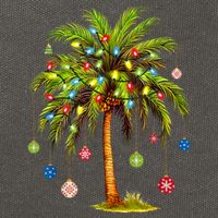 Christmas Palm Tree Light Hawaiian Tropical Xmas Cotton Canvas Backpack
