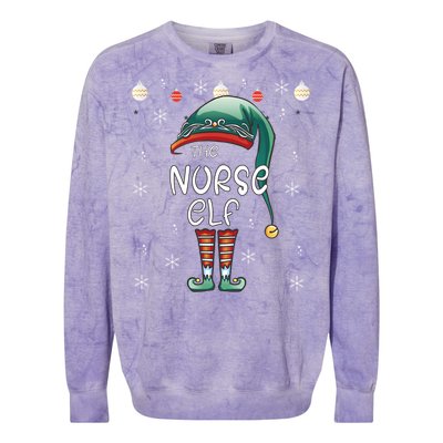 Christmas Pajama The Nurse Elf Gift Colorblast Crewneck Sweatshirt