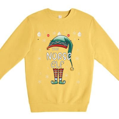 Christmas Pajama The Nurse Elf Gift Premium Crewneck Sweatshirt