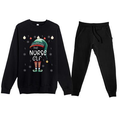 Christmas Pajama The Nurse Elf Gift Premium Crewneck Sweatsuit Set