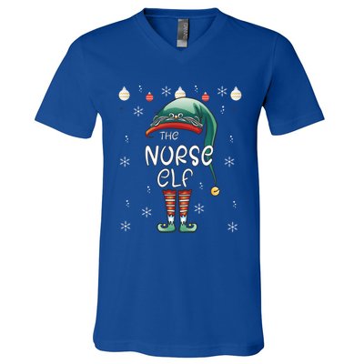 Christmas Pajama The Nurse Elf Gift V-Neck T-Shirt