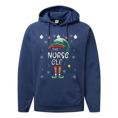 Christmas Pajama The Nurse Elf Gift Performance Fleece Hoodie