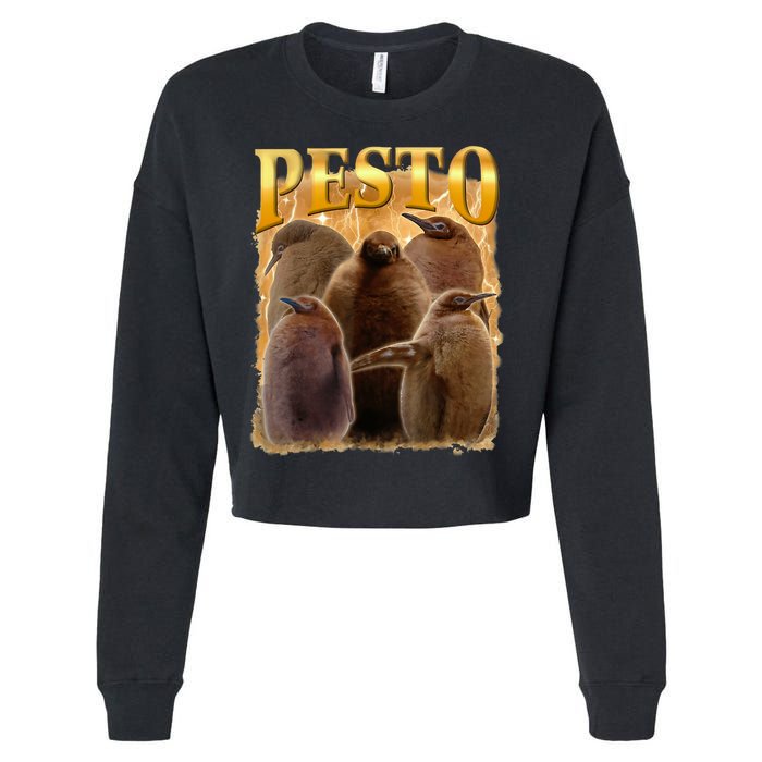 Cute Pesto The Penguins Cropped Pullover Crew