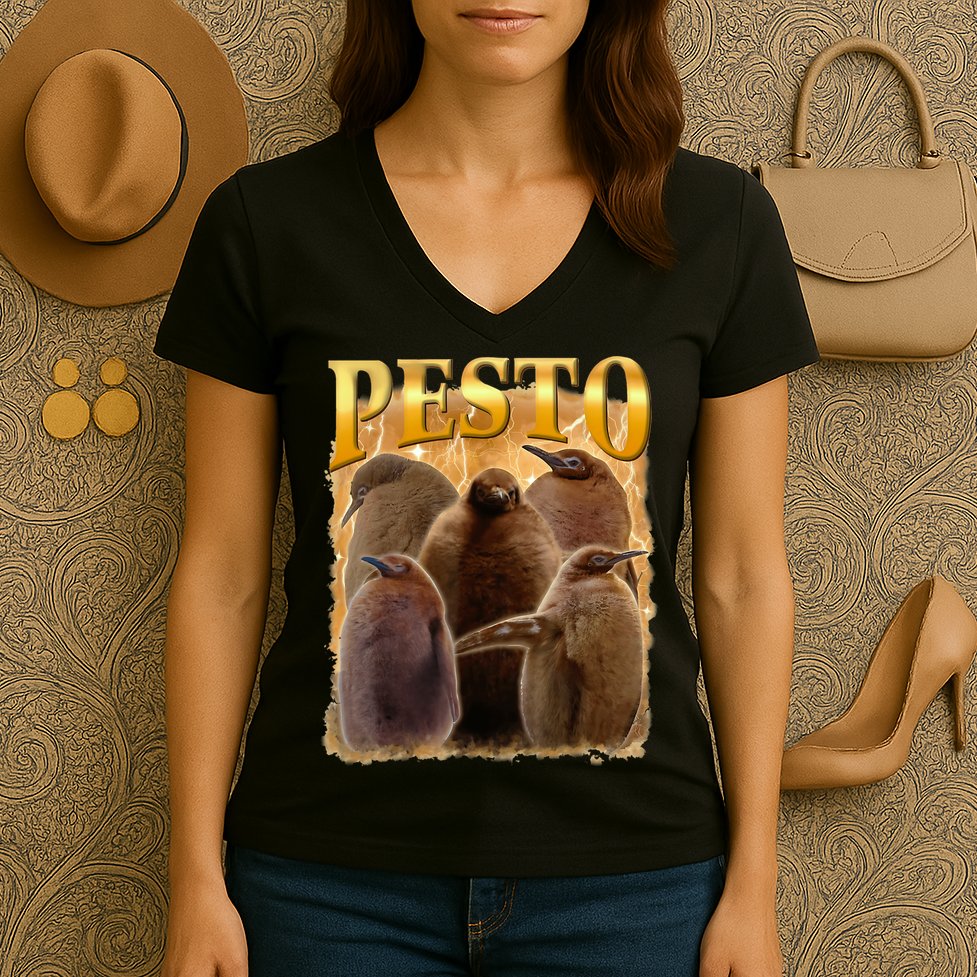 Cute Pesto The Penguins Women's V-Neck T-Shirt