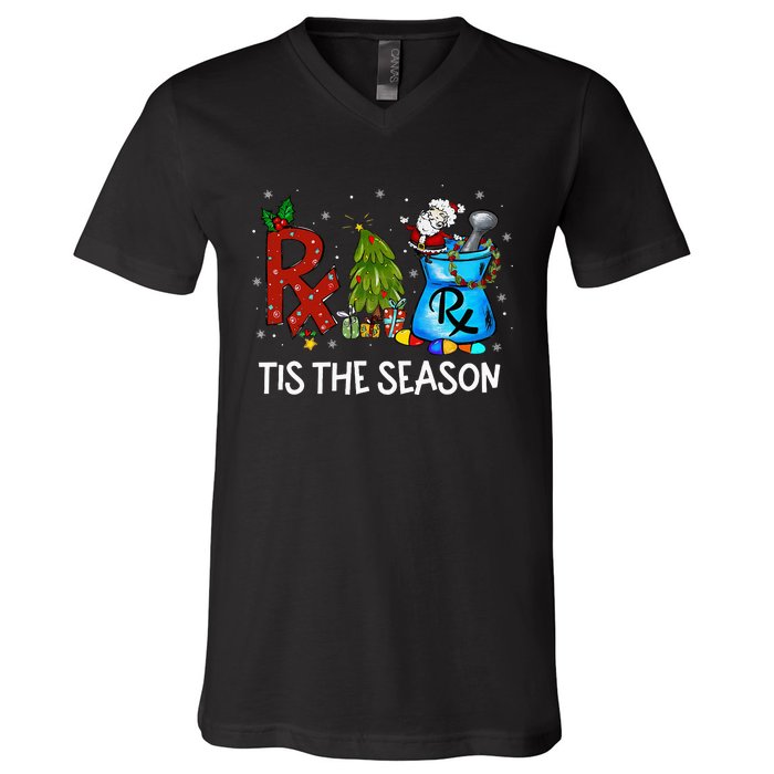 CPhT Pharmacy Technician Christmas Xmas Tis The Season V-Neck T-Shirt