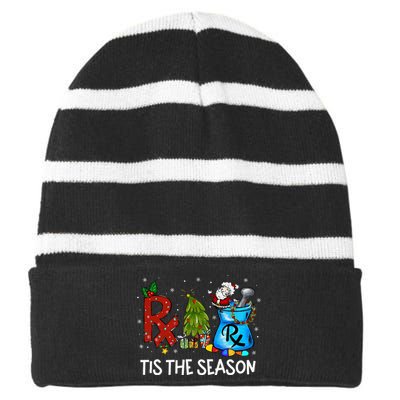 CPhT Pharmacy Technician Christmas Xmas Tis The Season Striped Beanie with Solid Band