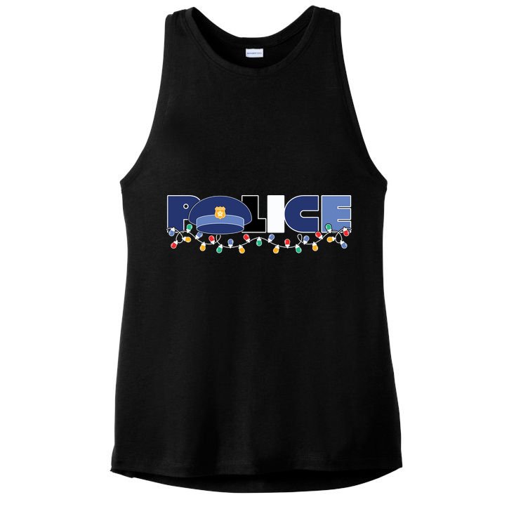 Christmas Police Texture Police Hat Graphic Oversized Ladies PosiCharge Tri-Blend Wicking Tank