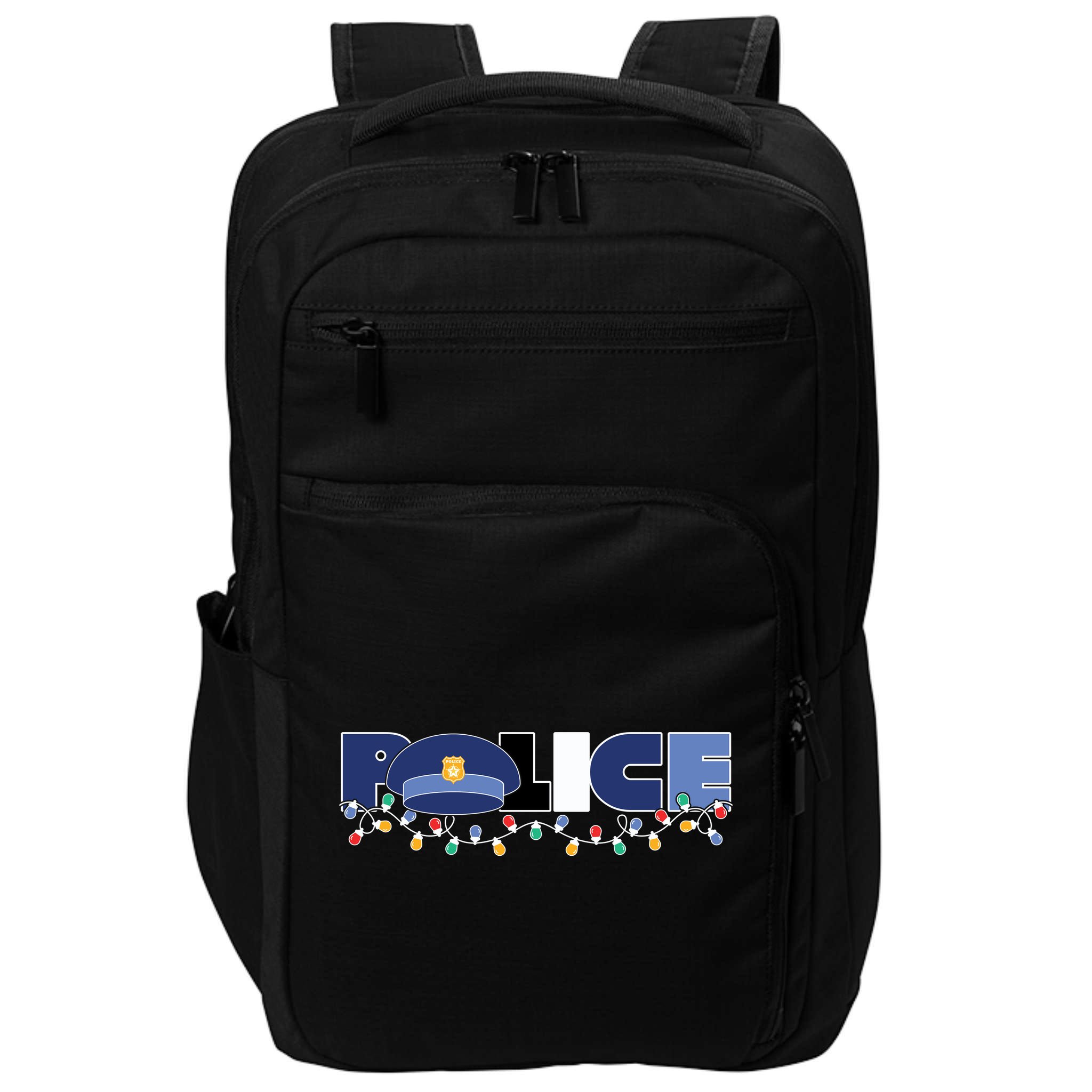 Christmas Police Texture Police Hat Graphic Oversized Impact Tech Backpack