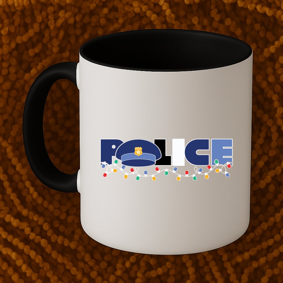 Christmas Police Texture Police Hat Graphic Oversized Mug