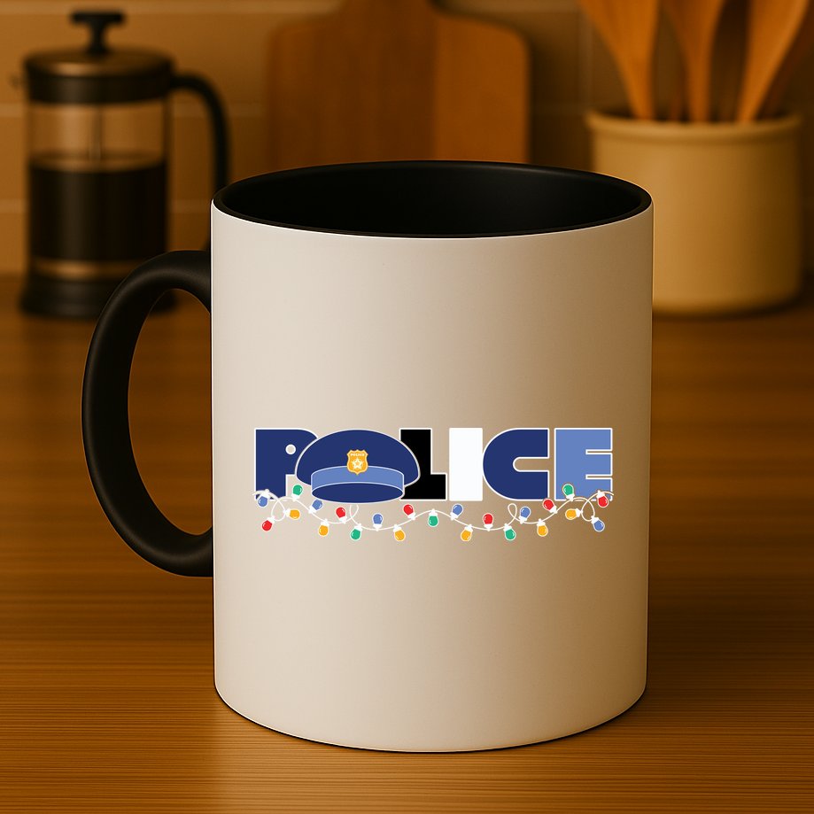 Christmas Police Texture Police Hat Graphic Oversized Mug