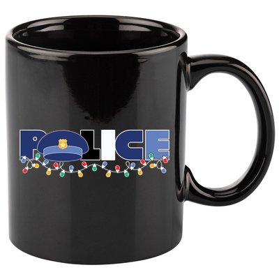 Christmas Police Texture Police Hat Graphic Oversized 11oz C Handle Ceramic Mug