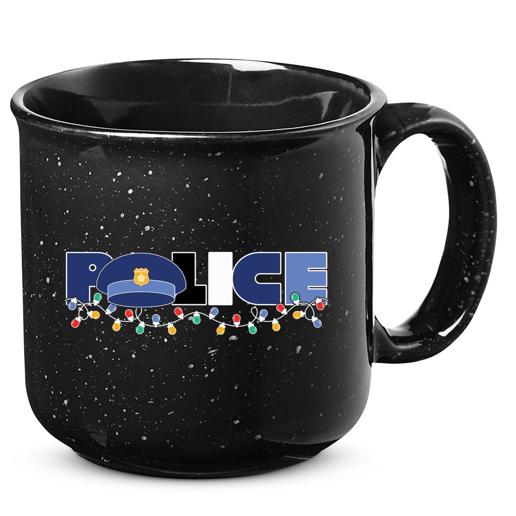 Christmas Police Texture Police Hat Graphic Oversized 15oz Campfire Ceramic Mug