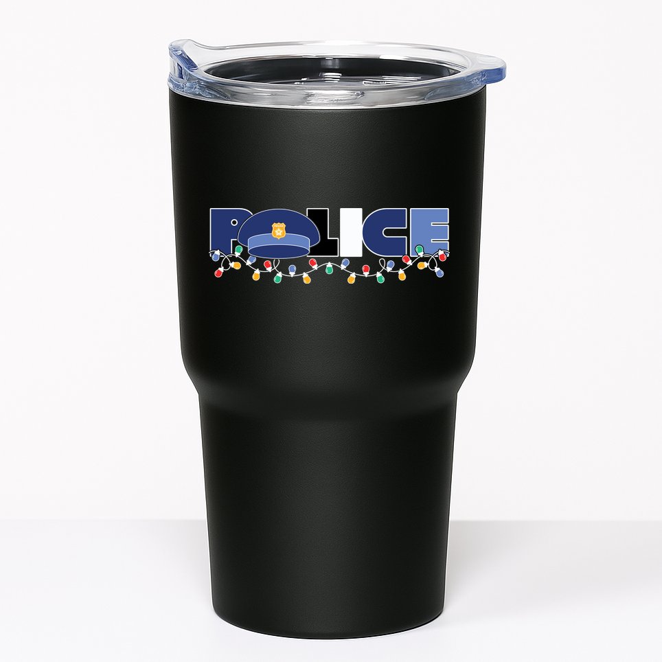 Christmas Police Texture Police Hat Graphic Oversized Tumbler